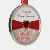 Damask 40th Wedding Jubileum Design Metalen Ornament (Rechts)