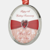 Damask 40th Wedding Jubileum Design Metalen Ornament (Links)