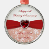 Damask 40th Wedding Jubileum Design Metalen Ornament (Voorkant)