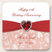Damask 40th Wedding Jubileum Design Onderzetter (Voorkant)