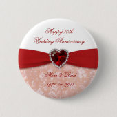 Damask 40th Wedding Jubileum Design Ronde Button 5,7 Cm (Voorkant)