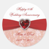 Damask 40th Wedding Jubileum Design Ronde Sticker (Voorkant)