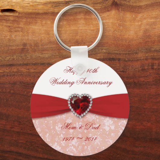 Damask 40th Wedding Jubileum Design Sleutelhanger (Voorkant)