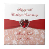Damask 40th Wedding Jubileum Design Tegeltje (Voorkant)