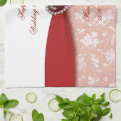 Damask 40th Wedding Jubileum Design Theedoek (Gevouwen)