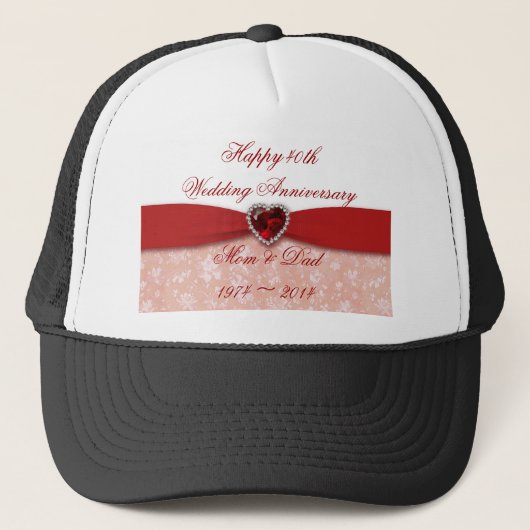 Damask 40th Wedding Jubileum Design Trucker Pet (Voorkant)