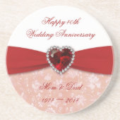 Damask 40th Wedding Jubileum Design Zandsteen Onderzetter (Voorkant)