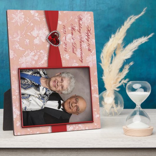 Damask 40th Wedding Jubileum Foto Plaque Fotoplaat (Zijkant)