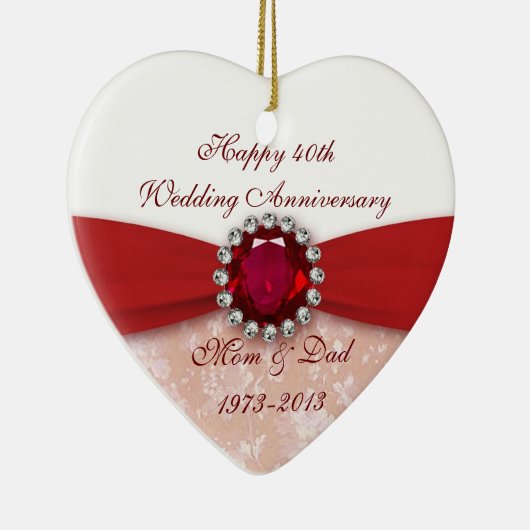 Damask 40th Wedding Jubileum Ornament (Rechts)