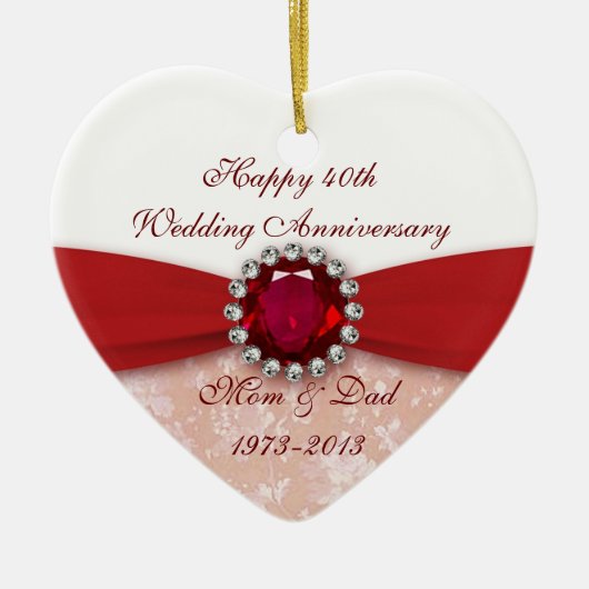 Damask 40th Wedding Jubileum Ornament (Voorkant)