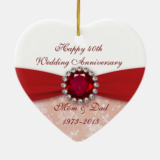 Damask 40th Wedding Jubileum Ornament (Achterkant)