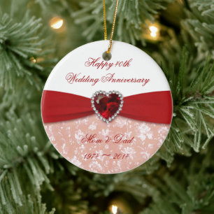 Damask 40th Wedding Jubileum ornament