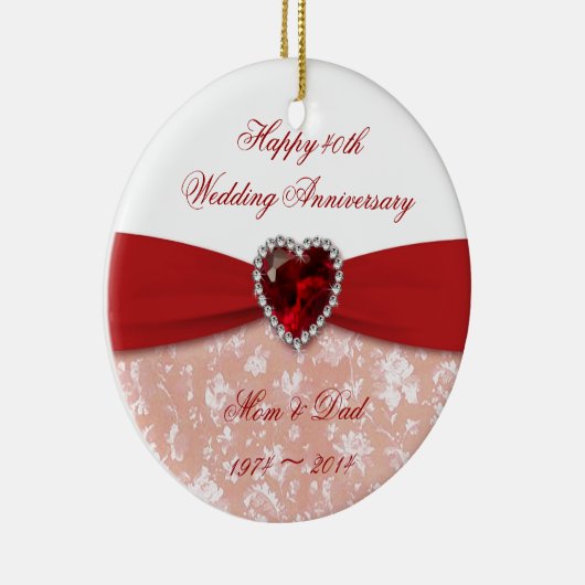 Damask 40th Wedding Jubileum ornament (Rechts)