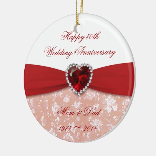 Damask 40th Wedding Jubileum ornament (Links)