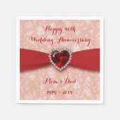 Damask 40th Wedding Jubileum Paper Napkins Servet (Voorkant)