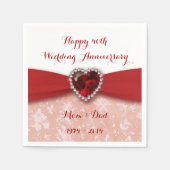 Damask 40th Wedding Jubileum Paper Napkins Servet (Voorkant)