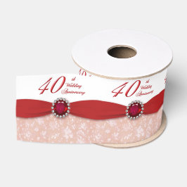 Damask 40th Wedding Jubileum Ribbon Grosgrain Lint