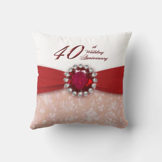 Damask 40th Wedding Jubileum Sierkussen (Achterkant)