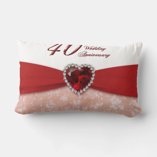 Damask 40th Wedding Jubileum Sierkussen Kussen (Achterkant)