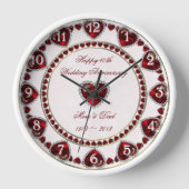 Damask 40th Wedding Jubileum Wall Clock (Voorkant)