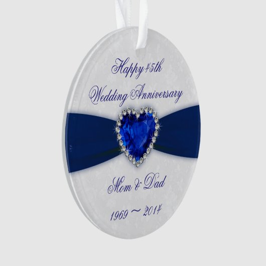 Damask 45th Wedding Jubileum AcrylOrnament Ornament (voorkant)
