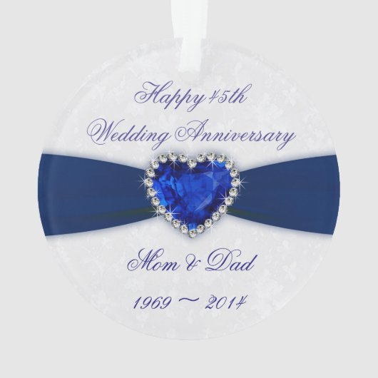 Damask 45th Wedding Jubileum AcrylOrnament Ornament (achterkant)