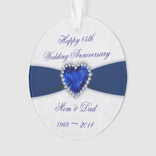 Damask 45th Wedding Jubileum AcrylOrnament Ornament (voorkant)