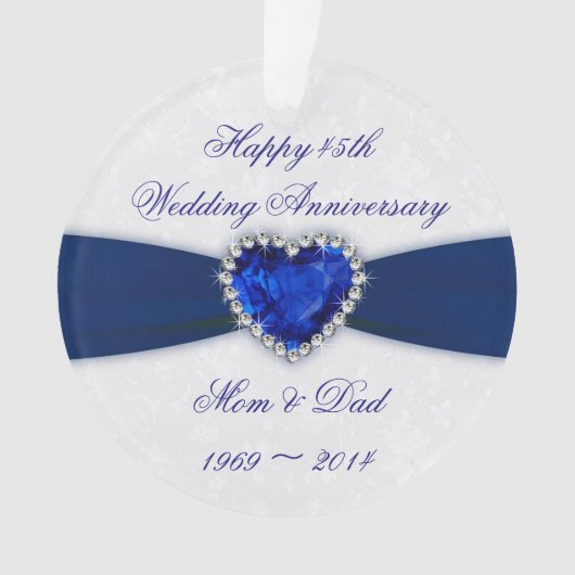 Damask 45th Wedding Jubileum AcrylOrnament Ornament (voorkant)