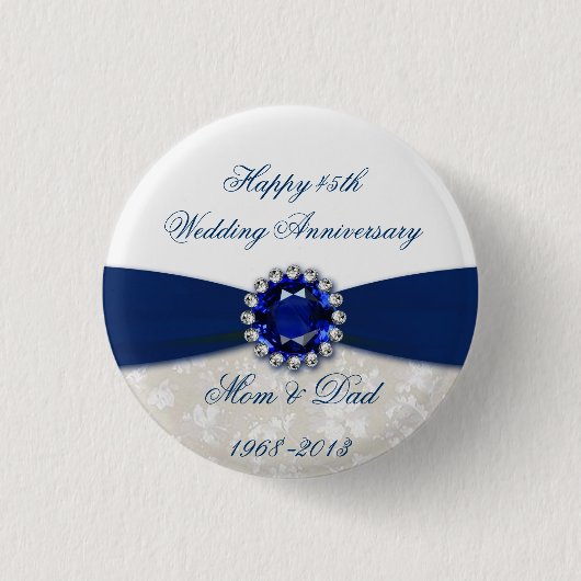 Damask 45th Wedding Jubileum Button (Voorkant)