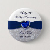 Damask 45th Wedding Jubileum Button (Voorkant)