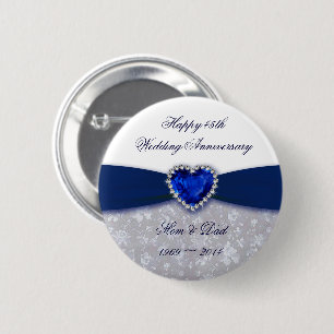 Damask 45th Wedding Jubileum Button