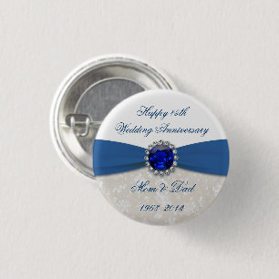 Damask 45th Wedding Jubileum Button