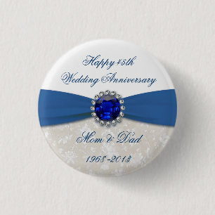 Damask 45th Wedding Jubileum Button