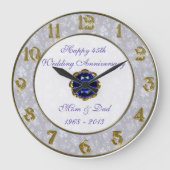 Damask 45th Wedding Jubileum Clock Grote Klok (Voorkant)