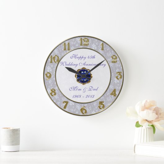 Damask 45th Wedding Jubileum Clock Grote Klok (Huis)