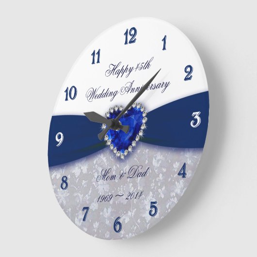 Damask 45th Wedding Jubileum Clock Grote Klok (Hoek)