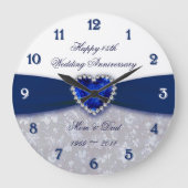 Damask 45th Wedding Jubileum Clock Grote Klok (Voorkant)