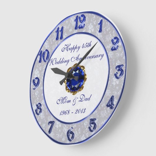 Damask 45th Wedding Jubileum Clock Grote Klok (Hoek)