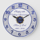 Damask 45th Wedding Jubileum Clock Grote Klok (Voorkant)