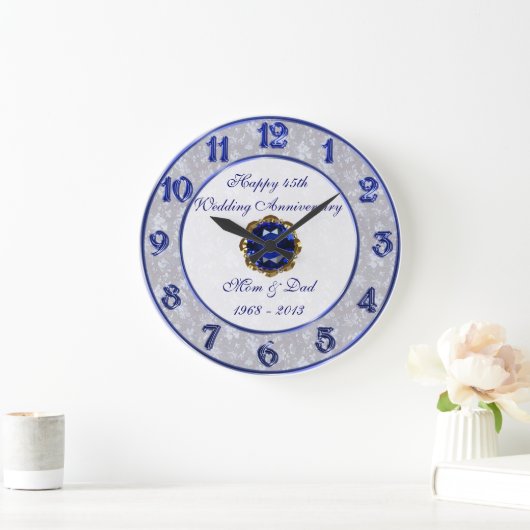 Damask 45th Wedding Jubileum Clock Grote Klok (Huis)