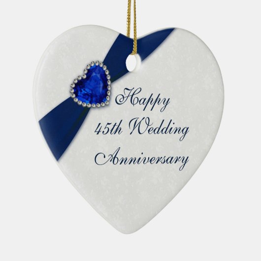 Damask 45th Wedding Jubileum Heart Ornament (Rechts)