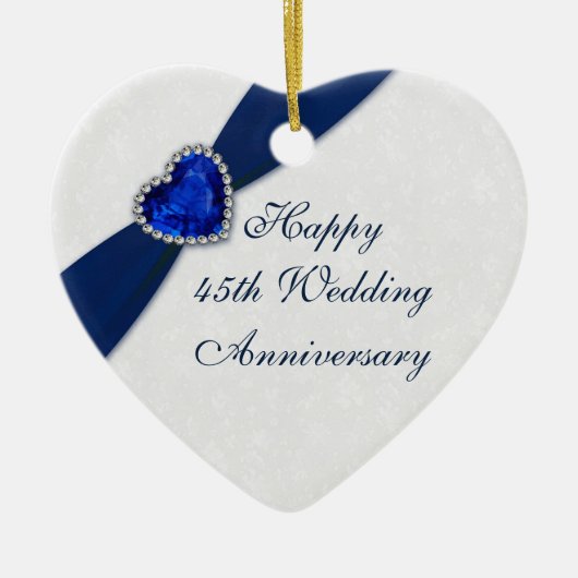 Damask 45th Wedding Jubileum Heart Ornament (Voorkant)