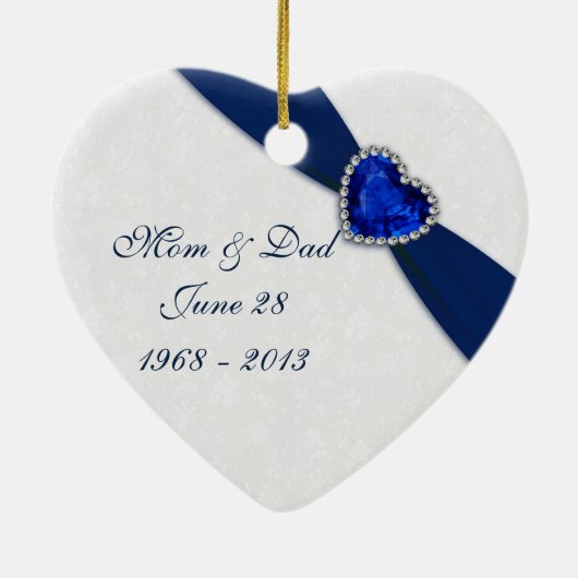 Damask 45th Wedding Jubileum Heart Ornament (Achterkant)