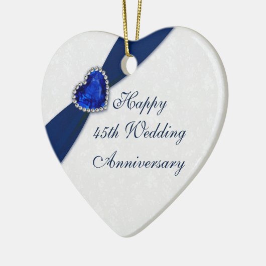 Damask 45th Wedding Jubileum Heart Ornament (Links)