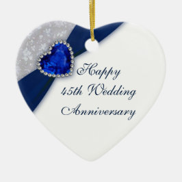 Damask 45th Wedding Jubileum Heart Ornament