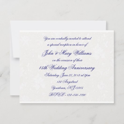 Damask 45th Wedding Jubileum Invitation Kaart (Achterkant)