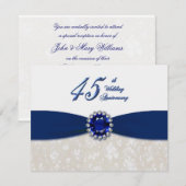 Damask 45th Wedding Jubileum Invitation Kaart (Voorkant / Achterkant)
