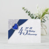 Damask 45th Wedding Jubileum Invitation Kaart (Staand voorkant)