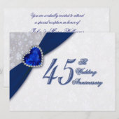 Damask 45th Wedding Jubileum Invitation Kaart (Voorkant / Achterkant)