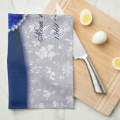 Damask 45th Wedding Jubileum Kitchen Towel Theedoek (Quarter Fold)